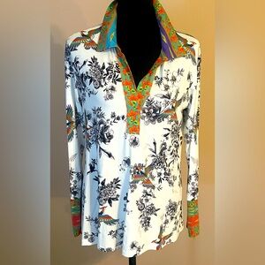 NWOT Johnny Was Dreamer Garden Split Front Henley Tee T17624-2 Size S